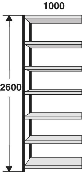 Kerkmann étagère champ Stora 100, L 1000 x P 300 x H 2600 mm, argent/gris clair, 51249514