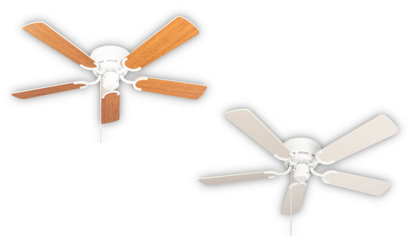 Ventilateur de plafond extra plat Pepeo Kisa Deluxe pales blanches blanc/érable, 105120190OL