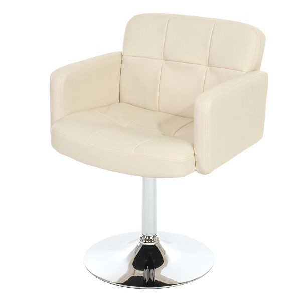 Chaise de salle à manger Mendler Orlando, chaise pivotante de cuisine, simili cuir chromé, crème, 26643