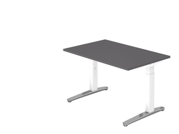 Bureau Hammerbacher pied C 120x80cm graphite/aluminium poli blanc, forme rectangulaire, VXB12/G/WC