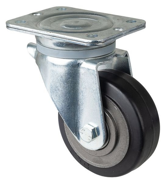 Roulette robuste BS Wheels, largeur de roue 50 mm, Ø roue 125 mm, capacité de charge 275 kg, bandages élastiques noirs, corps de roue coulé, roulements à billes, N100.B81.125
