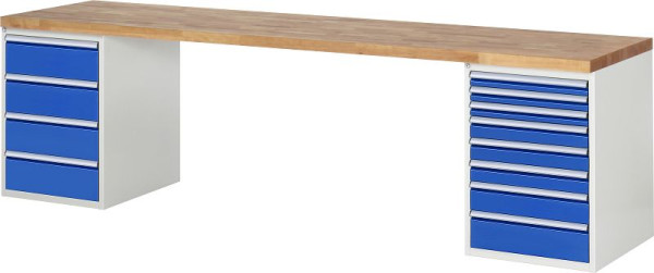 Etabli RAU série 7000 - modèle 7822-3, L3000 x P700 x H890 mm, base système L3000 x P650 x H850 mm, 03-7822A3-307B4M.11