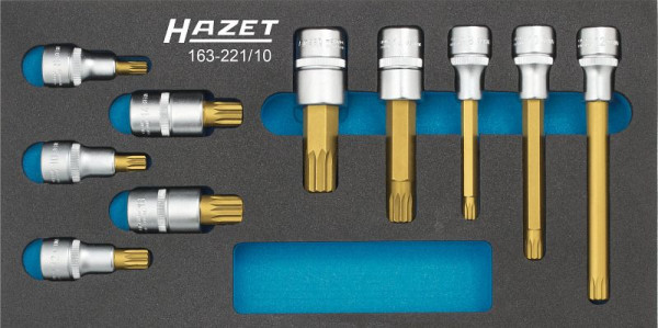 Jeu de douilles tournevis Hazet, nombre d'outils : 10, 163-221/10
