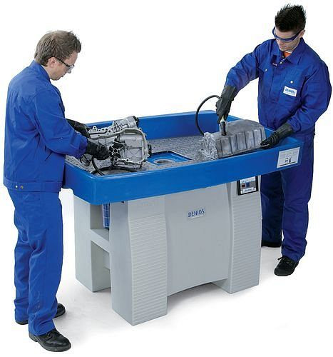 DENIOS Safety Cleaner L 800, appareil de nettoyage de pièces en PE pour solvants, avec bac extra large, 187-870