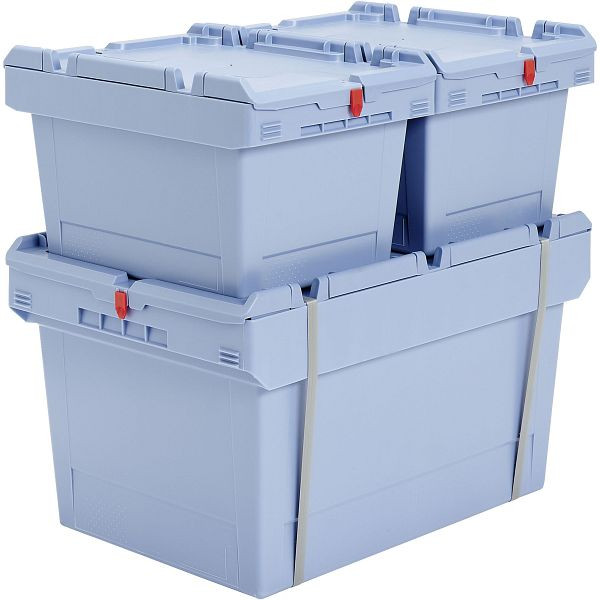 BITO conteneur réutilisable MB couvercle/barre/skid /MBDU43171 400x300x173 bleu pigeon, couvercle sécable, C0402-0063