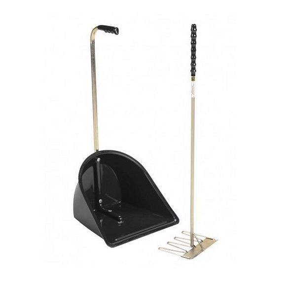 Growi stable majordome long (pelle et râteau), couleur : noir, 10061035
