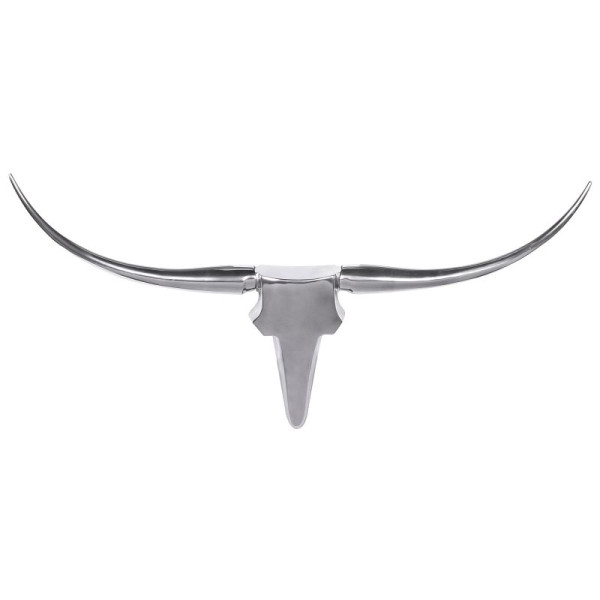 Wohnling Bois décoratif Taureau M Argent 100 cm Cornes Design en Aluminium, Décoration Murale Corne de Taureau Moderne, WL1.245