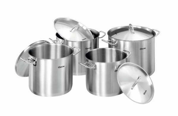 Bartscher set de 4 casseroles avec couvercles, acier chrome-nickel, induction, A130441