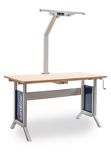 Combinaison de table de base Bedrunka+Hirth workline, serrure à pince, 1x plan de travail en hêtre multiplex, 1x cadre de montage, 1500 x 750 mm, 07.75.35