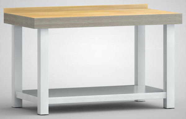 Etabli professionnel KLW pour charges lourdes, 1500 x 800 x 900 mm L x P x H, avec étagère en tôle d'acier sur toute la surface, WPX05N-1500M100-X7000