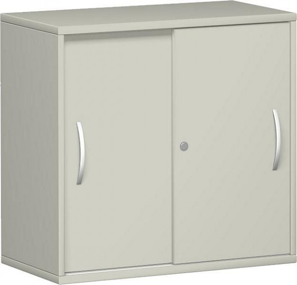 armoire à portes coulissantes geramöbel 1 étagère décorative, avec pieds réglables, verrouillable, 800x425x720, gris clair/gris clair, N-10S7208-LL