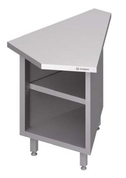 Module d'angle interne Stalgast 45° "Free Flow" avec meuble bas ouvert 644x814x880 mm couvercle en acier inoxydable, FF06125