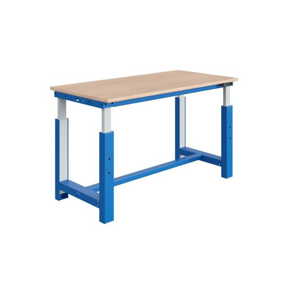 Etabli SOFAME SI, réglable en hauteur électriquement, L 1500 x P 750 x H 724 à 1224 mm, plan de travail multiplex 24 mm, bleu ciel RAL 5015, W010010816BI