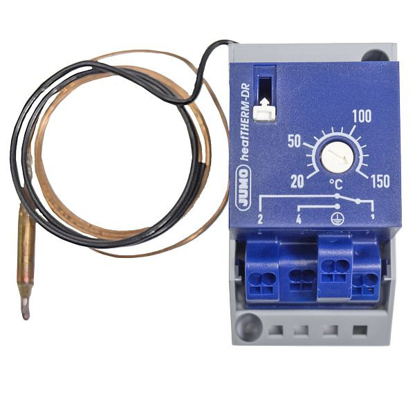 Limiteur de température de sécurité JUMO, 20 à 150°C, capillaire 2000 mm, rail oméga, 60003299