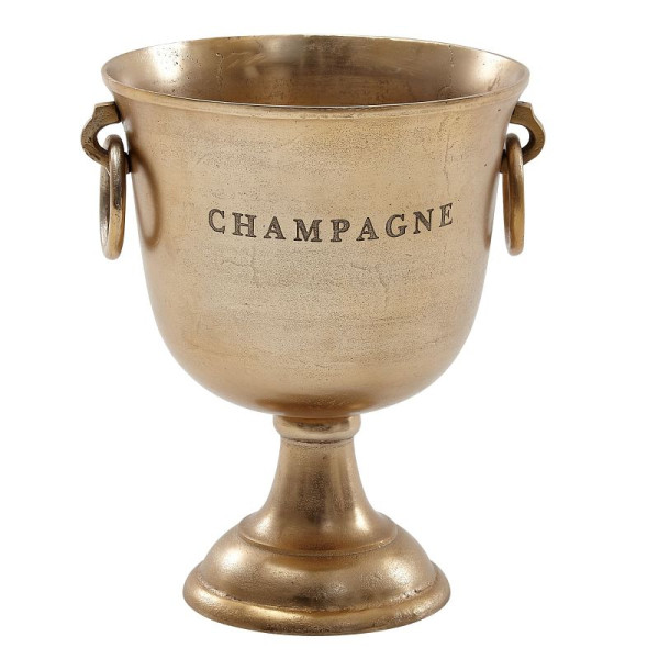 Wohnling Refroidisseur à Champagne Doré 28,5 x 37,5 x 28,5 cm Refroidisseur à Champagne en Aluminium Massif Grand Refroidisseur de Bouteilles Refroidisseur de Boissons Table WL6.467