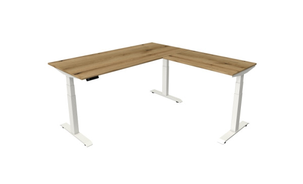 Kerkmann table debout/assise Move 4 nouveau 180 x 80 cm avec rallonge 100 x 60 cm cadre blanc, plateau de table chêne, 10093155