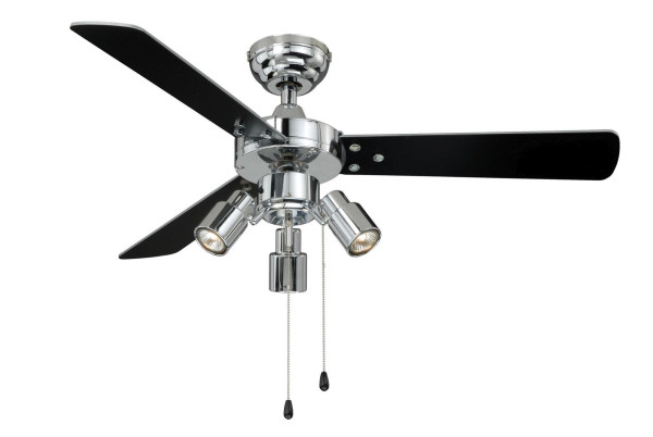 Ventilateur de plafond AireRyder Cyrus chrome 107 cm avec éclairage et tirette, FN44444