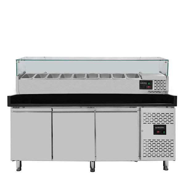 Table réfrigérante à pizza Vaiotec EASYLINE 800 / 3 portes "noire" avec accessoire de refroidissement GN1/3, 11268
