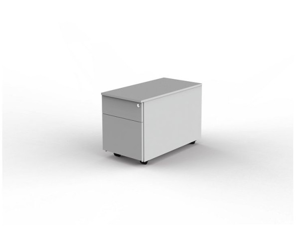 Conteneur roulant Kerkmann avec serrure centrale, frais, avec 1 tiroir, L 430 x P 800 x H 540 mm, gris clair, 12454911