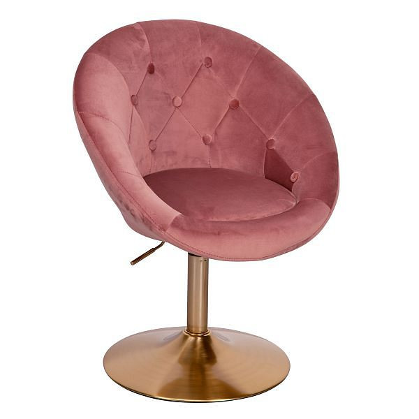 Wohnling chaise longue velours rose / or chaise pivotante design avec dossier, WL6.300