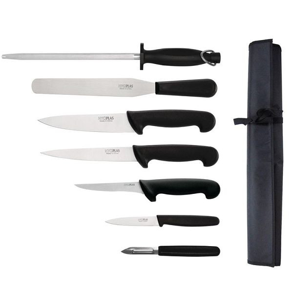 Set de 7 couteaux Hygiplas avec couteau de chef 20cm et étui, F222