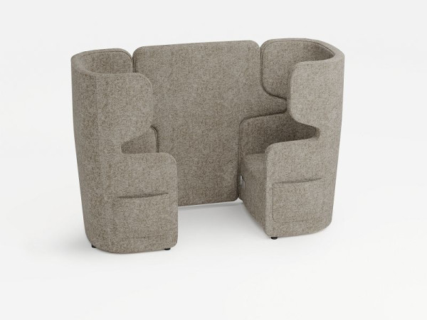 Bisley set de 2, fauteuil opposé avec dossier haut, couleur: beige, prise + 2xUSB + 2 poches latérales, VIVH2SETPS2WM0120