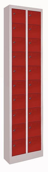 Armoire petit compartiment Pavoy 1950/200/460, serrure à cylindre, 2 x 10 compartiments, portes avec porte-étiquettes, 21228-046-010-735512