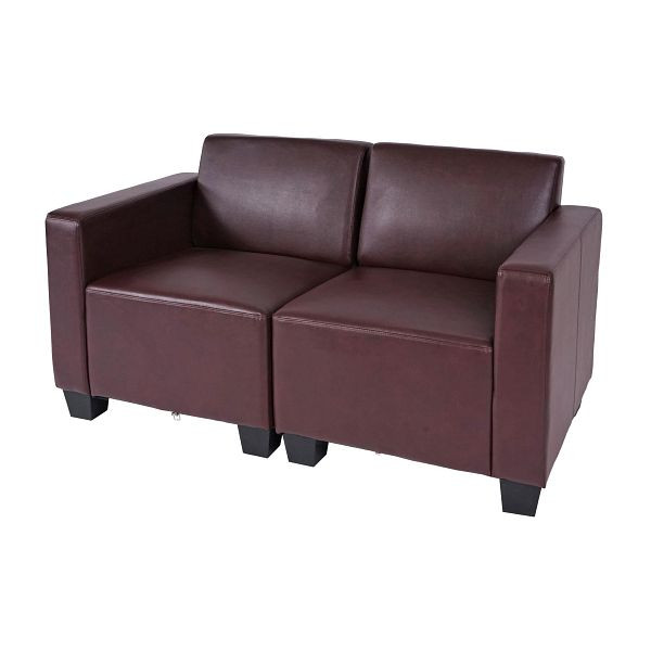 Mendler Canapé modulaire 2 places Couch Lyon, similicuir, rouge-marron, 75175+75176