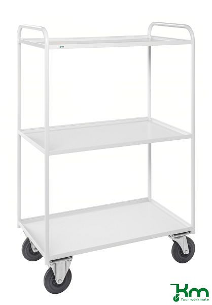 Kongamek 3 Étagères Chariot Étagère Entièrement Soudé 955x550x1490mm Blanc 2 Roulettes Fixes 2 Roulettes Pivotantes Avec Frein KM4149B