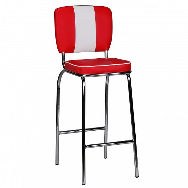 Chaise de bar Wohnling American Diner années 50 rétro rouge blanc, WL1.718
