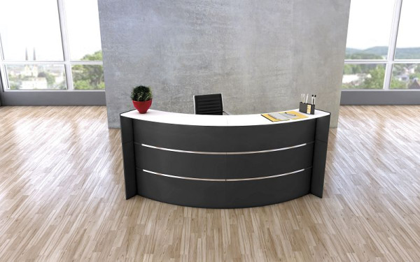 Comptoir incurvé Kerkmann Bari, L 2574 mm x P 1225 mm x H 1120 mm, couleur : anthracite, 21355213