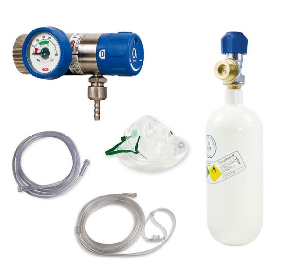 Ensemble complet d'oxygène MBS Medizintechnik - détendeur et bouteille 0,8 litres, o2-option08