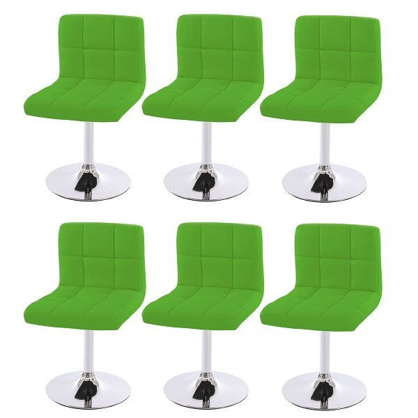 Mendler set de 6 chaises de salle à manger chaise pivotante Kavala simili cuir chrome, vert, 3x26630