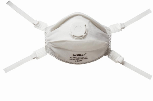 Masque anti-poussières fines teXXor FFP3/V "NR" avec pince-nez, couleur : blanc, paquet de 60, 4831