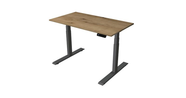 Kerkmann table assise/debout Bureau à domicile L 1200 x P 650 mm, réglable en hauteur électriquement de 630 à 1270 mm, chêne/anthracite, 10179455