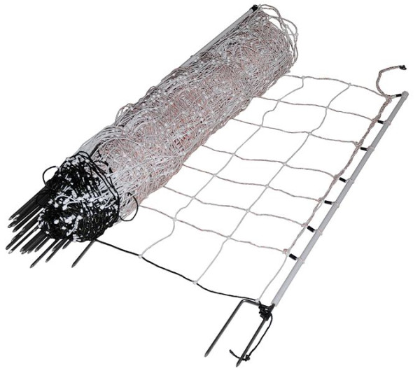 Filet turbo Gallagher EuroNetz, double tige de terre, blanc 90/2-14/W-50m, 025473
