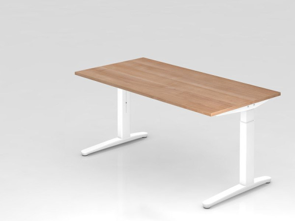 Bureau Hammerbacher pied C 160x80cm noyer/blanc, forme rectangulaire, VXB16/N/WW