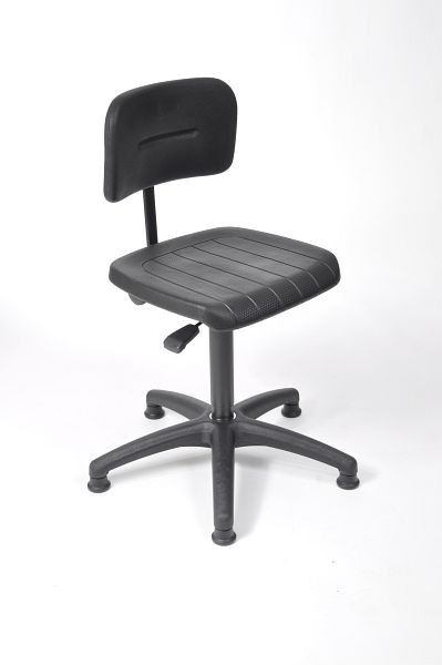 Chaise de travail Lotz, assise et dossier PU-4500 noir, piètement en plastique noir, grands patins, hauteur d'assise 435-625 mm, 6162.01