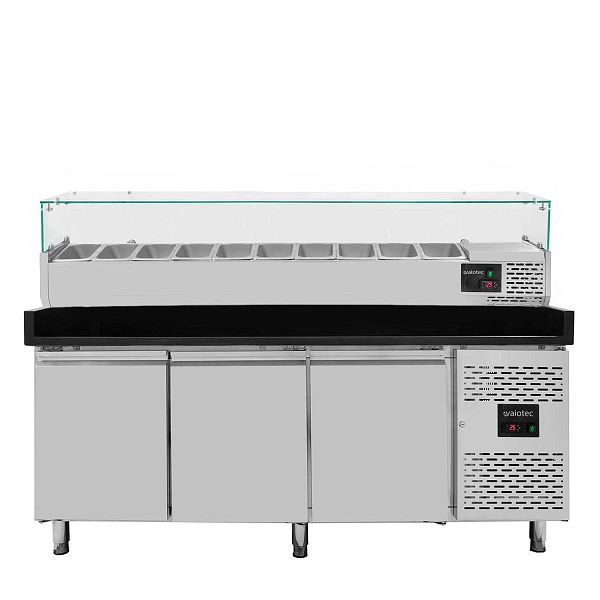 Table réfrigérante à pizza Vaiotec EASYLINE 800 / 3 portes "noire" avec accessoire de refroidissement GN1/4, 11267