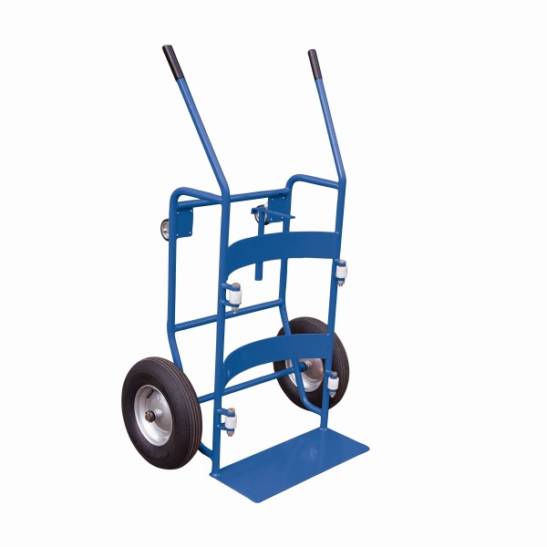 Dumper de baril industriel Eichinger avec pneus gonflés à l'air et 2 rouleaux supplémentaires, bleu gentiane, 22450000000097