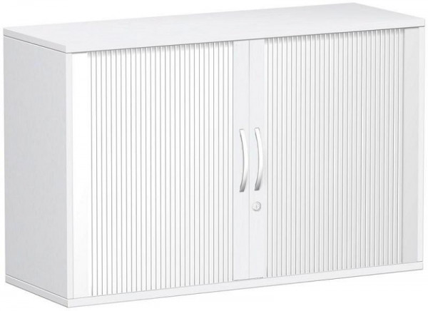 geramöbel panneau supérieur d'armoire à volets roulants croisés à ajouter 25 mm, avec pieds réglables, verrouillable, 1200x425x720, argent/blanc, S-312110-SW