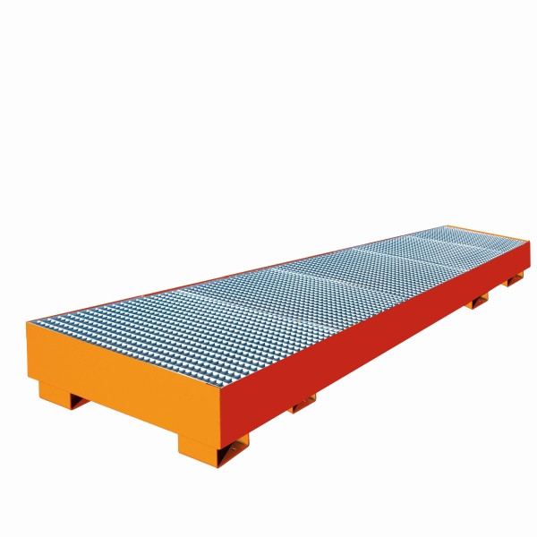 Lèchefrite industrielle Eichinger à parois droites, avec grille 4 x fûts, orange pur, 30120800000000