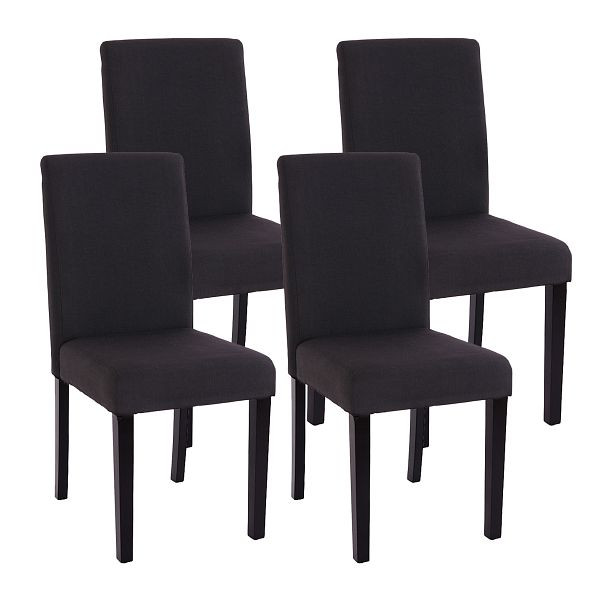 Mendler ensemble de 4 chaises de salle à manger chaise chaise de cuisine Littau, textile, noir, pieds foncés, 33267