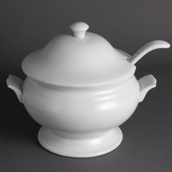 OLYMPIA Whiteware soupière et louche 2.5L, Y094