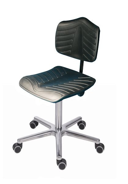 Chaise de travail Lotz "Soft" Assise : PU-soft, noir, soft, réglage de la hauteur d'assise : 490 - 670 mm, piètement en aluminium, Ø 630 mm, roulettes, 7540.11A