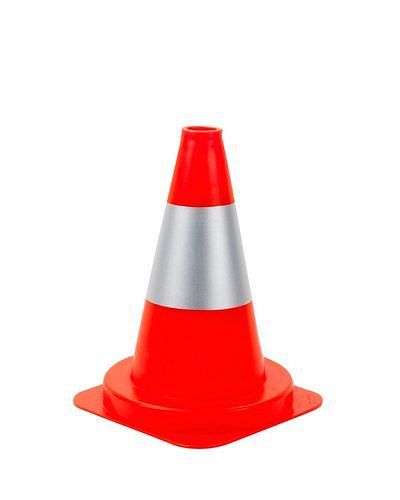 Cône de signalisation DENIOS en PVC, avec 1 anneau argenté, réfléchissant, hauteur 300 mm, 116-543