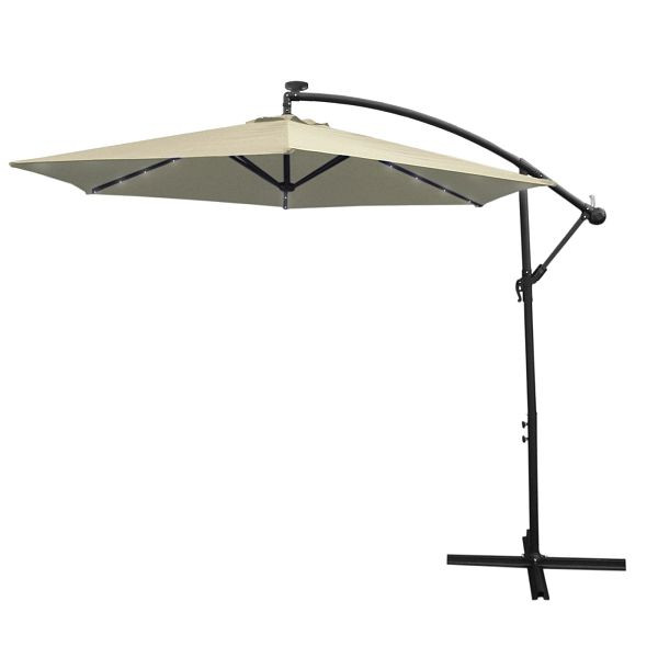 Parasol déporté Monster 300 cm LED, crème, 29382