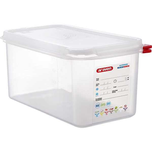 Araven Bac Gastronorm avec couvercle, polypropylène, GN 1/3 (150 mm), GN1613150