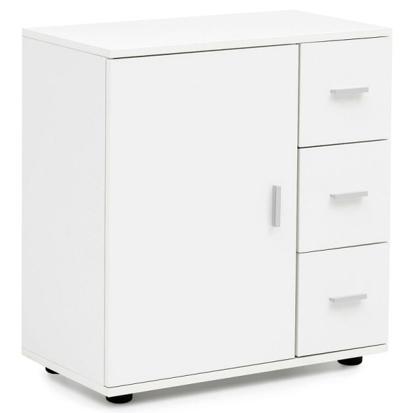 Meuble de salle de bain Wohnling blanc 60 x 65,5 x 33 cm avec porte et tiroirs, WL5.877