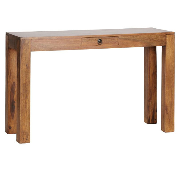 Wohnling table console MUMBAI console en bois massif de Sesham avec 1 tiroir 120 x 40 cm style maison de campagne, WL1.217